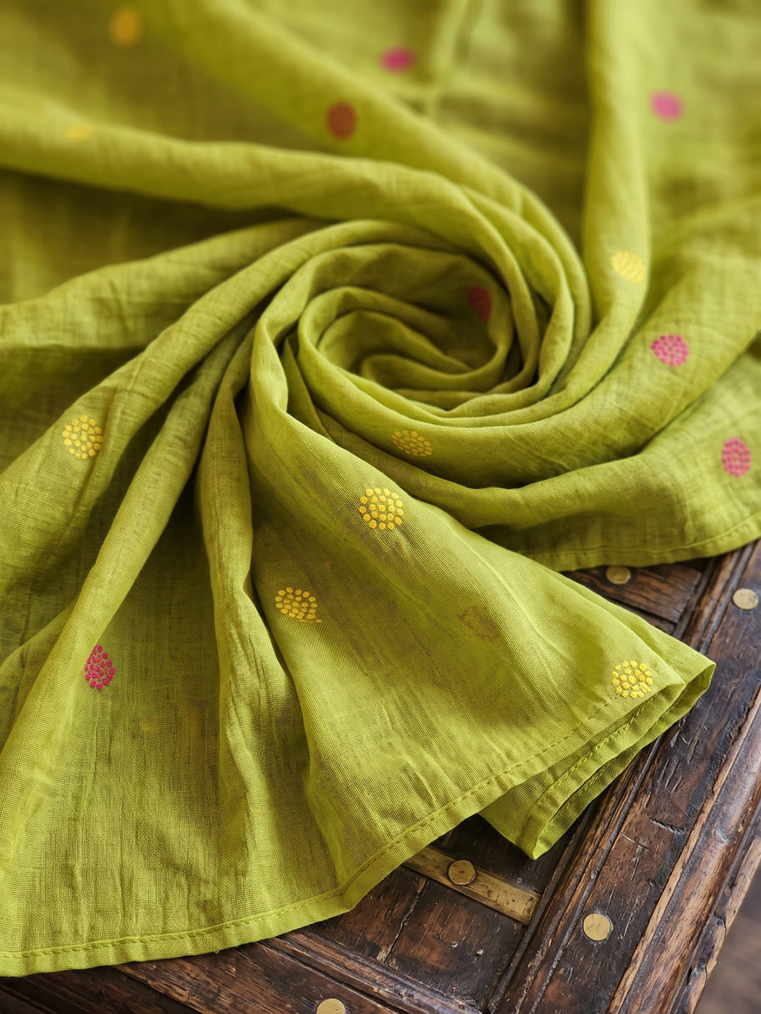 Green Embroidered Chanderi Kurta With Pant &amp; Dupatta