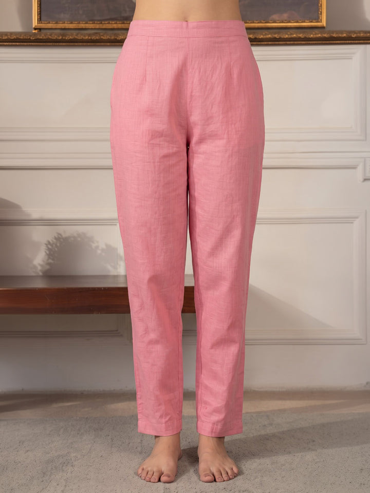 Pink Embroidered Chanderi Kurta With Pant &amp; Dupatta