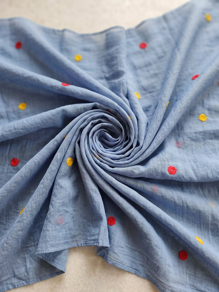 Sky Blue Embroidered Chanderi Kurta With Pant &amp; Dupatta