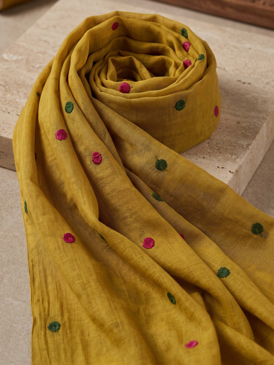 Yellow Embroidered Chanderi Kurta With Pant &amp; Dupatta