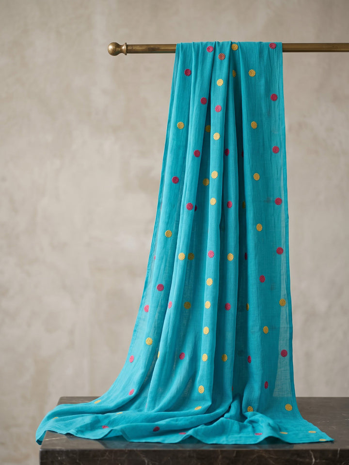 Rama Green Embroidered Chanderi Kurta With Pant &amp; Dupatta