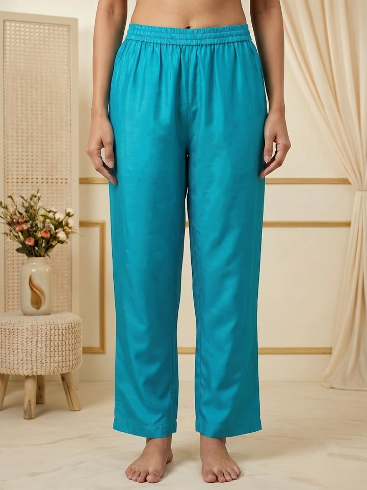 Rama Green Embroidered Chanderi Kurta With Pant &amp; Dupatta