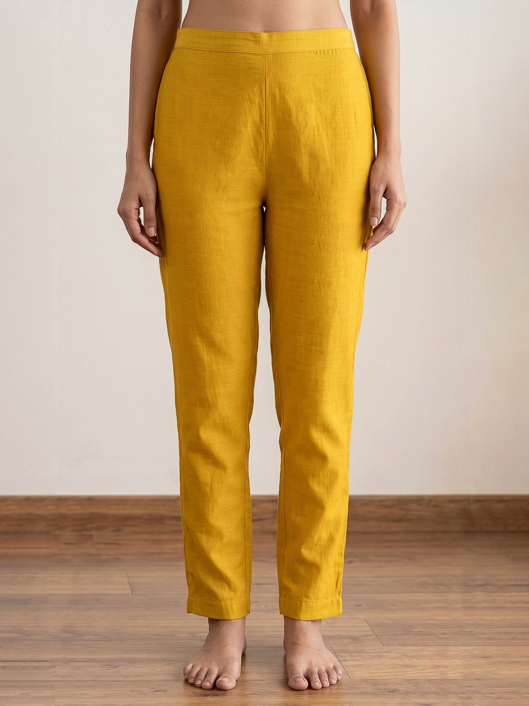 Mustard Printed Chanderi Kurta With Pant &amp; Dupatta