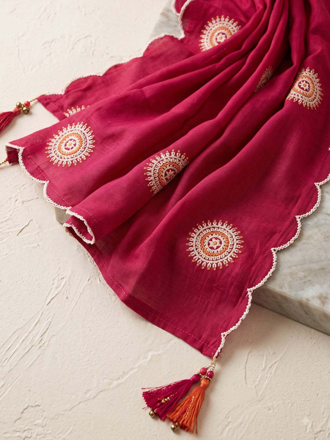 Rani Printed Chanderi Kurta With Pant &amp; Dupatta