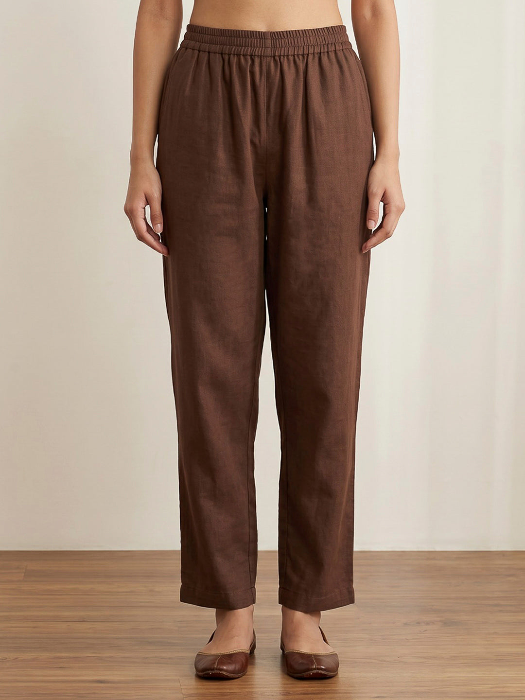 Brown Printed Chanderi Kurta With Pant &amp; Dupatta
