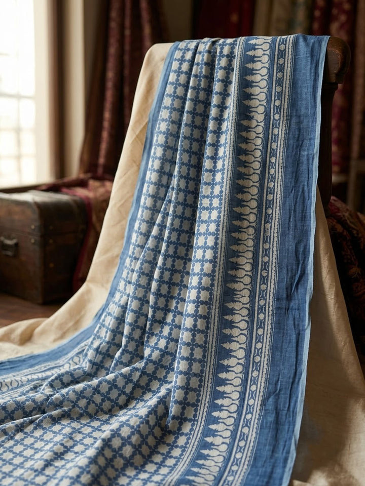 Blue Printed Cotton Blend Kurta With Pant &amp; Dupatta