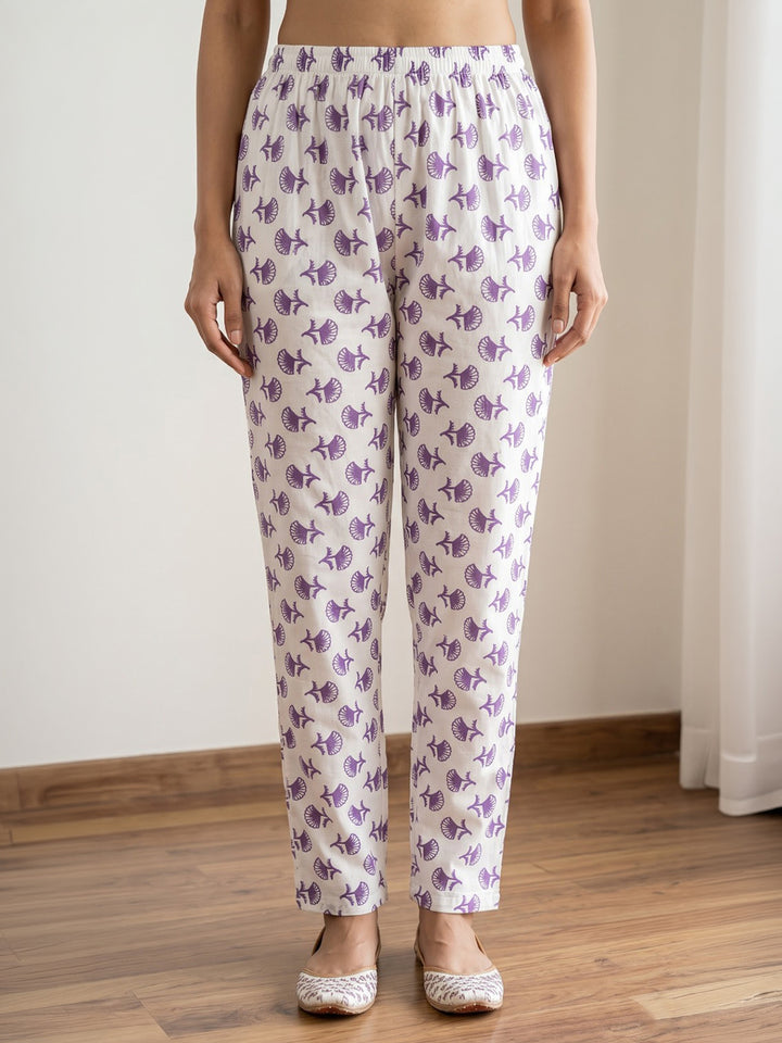 Wine Printed Cotton Blend Kurta With Pant &amp; Dupatta