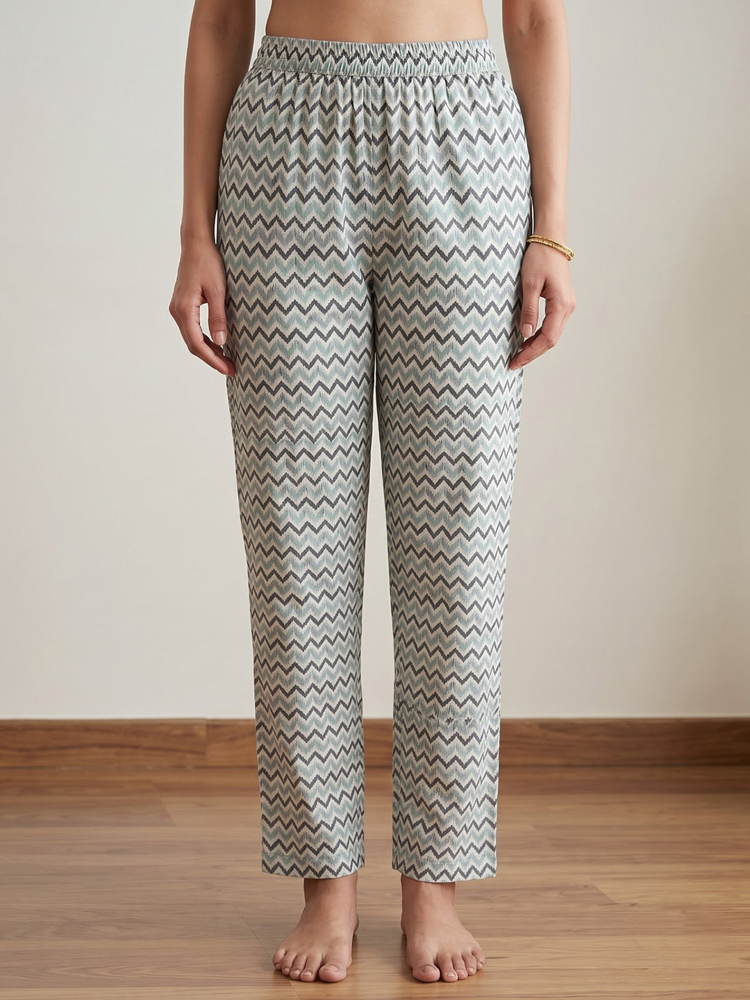 Grey Printed Cotton Blend Kurta Set