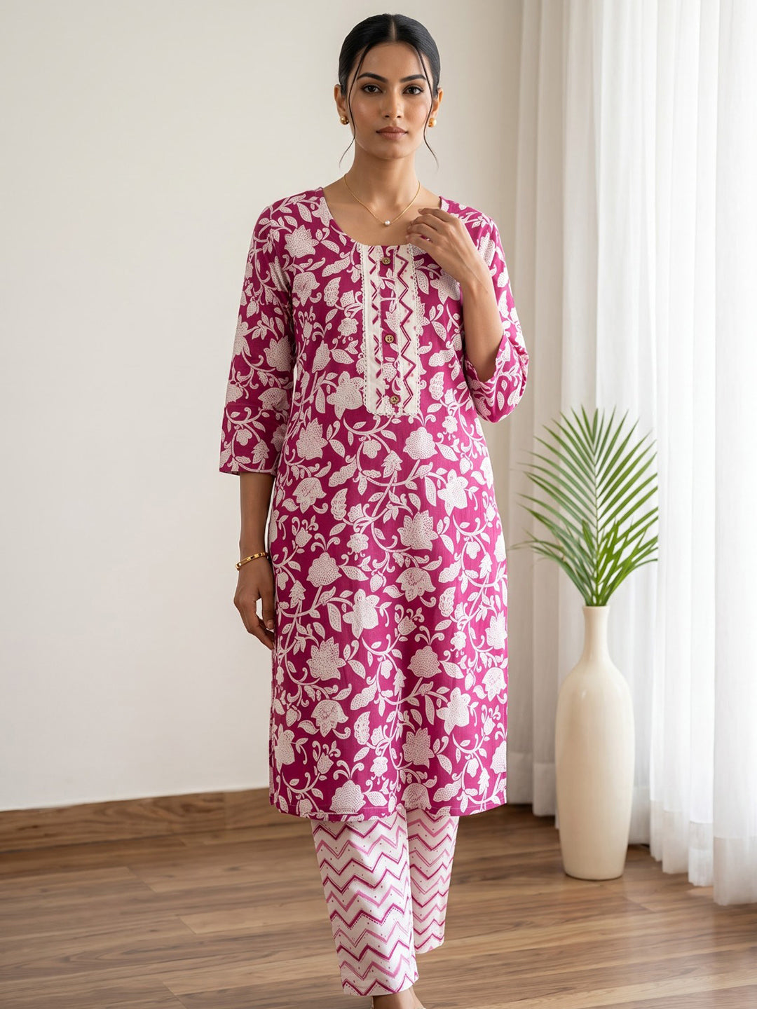 Rani Printed Cotton Blend Kurta Set
