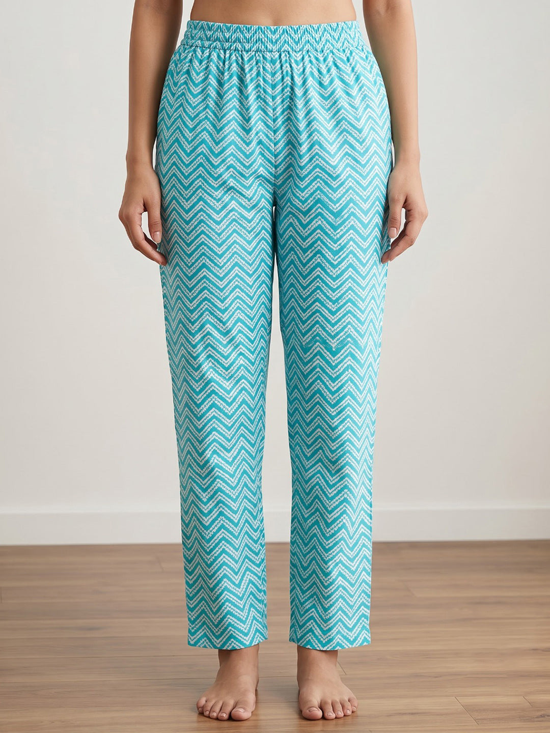 Sky Blue Printed Cotton Blend Kurta Set