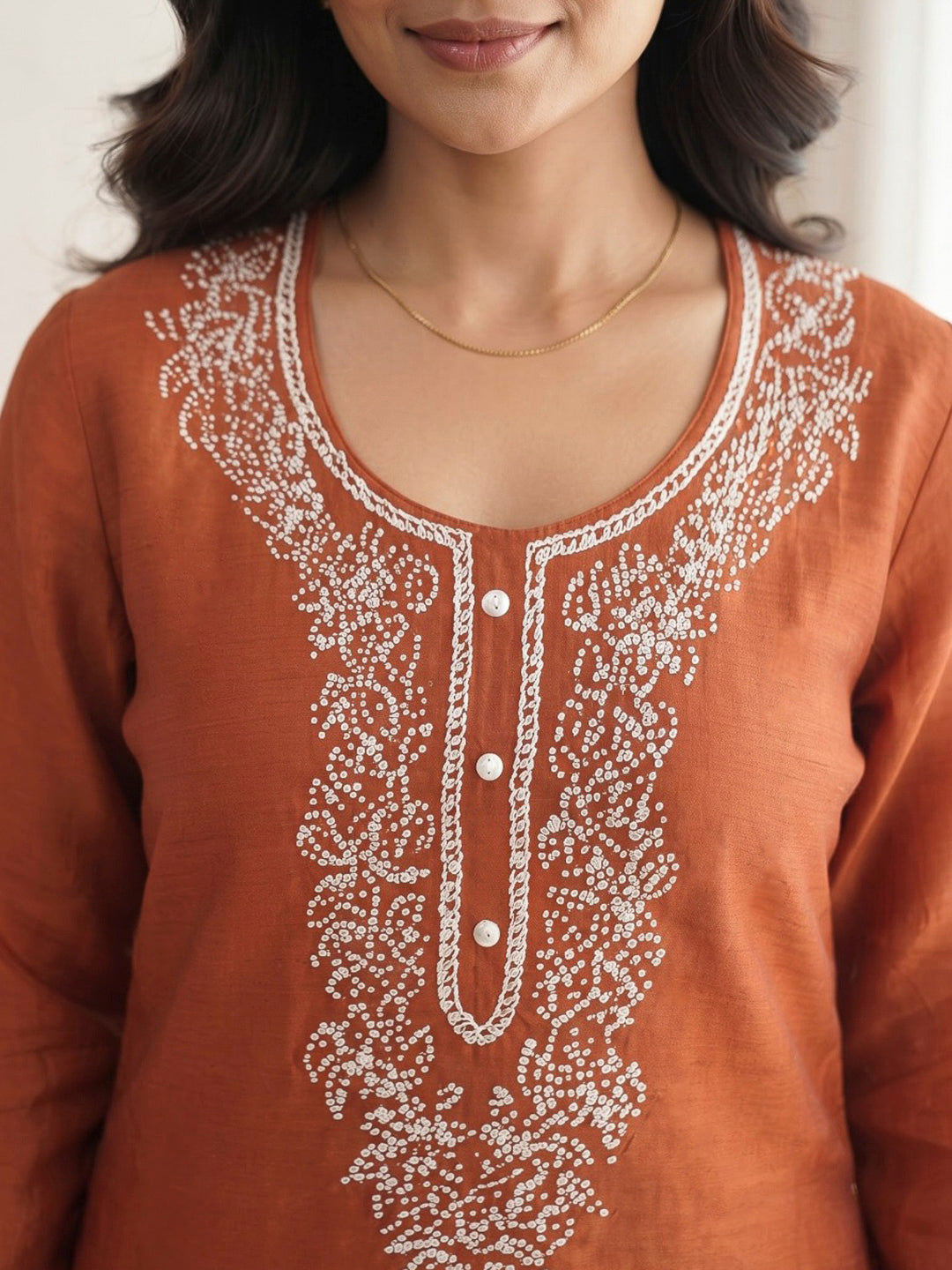 Orange Embroidered Dola Silk Kurta With Pant &amp; Dupatta