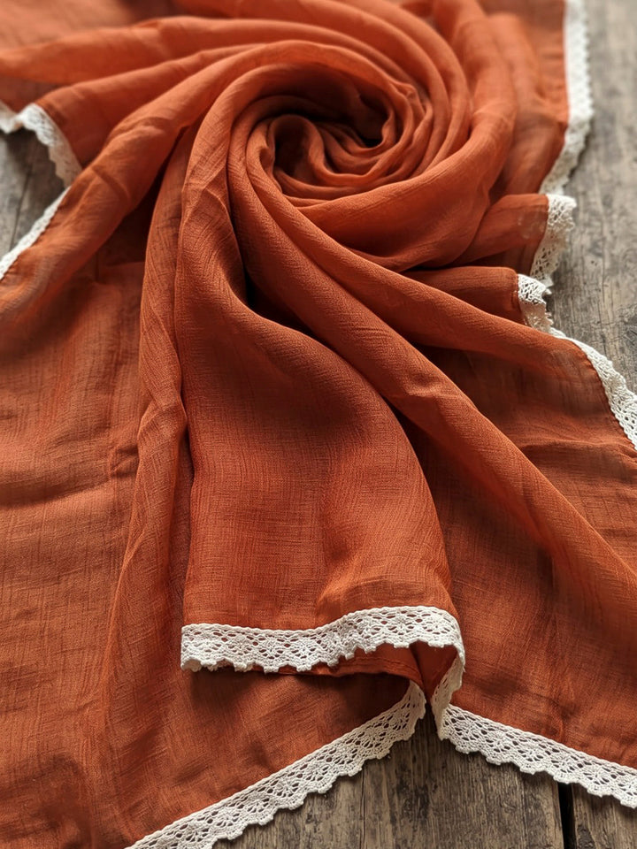 Orange Embroidered Dola Silk Kurta With Pant &amp; Dupatta