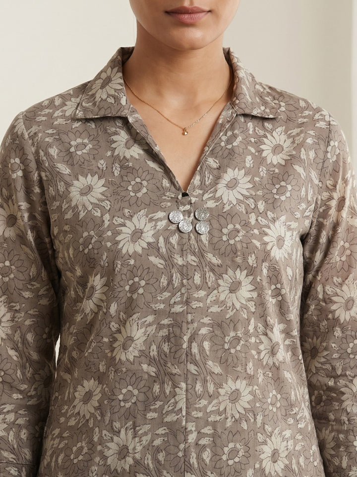 Printed Cotton Blend Kurta Set