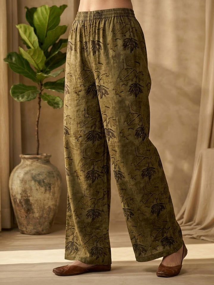 Mehandi Embroidered Cotton Blend Kurta Set