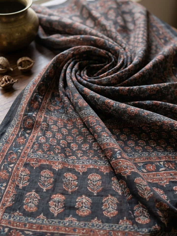 Black Embroidery Cotton Blend Kurta With Pant &amp; Dupatta
