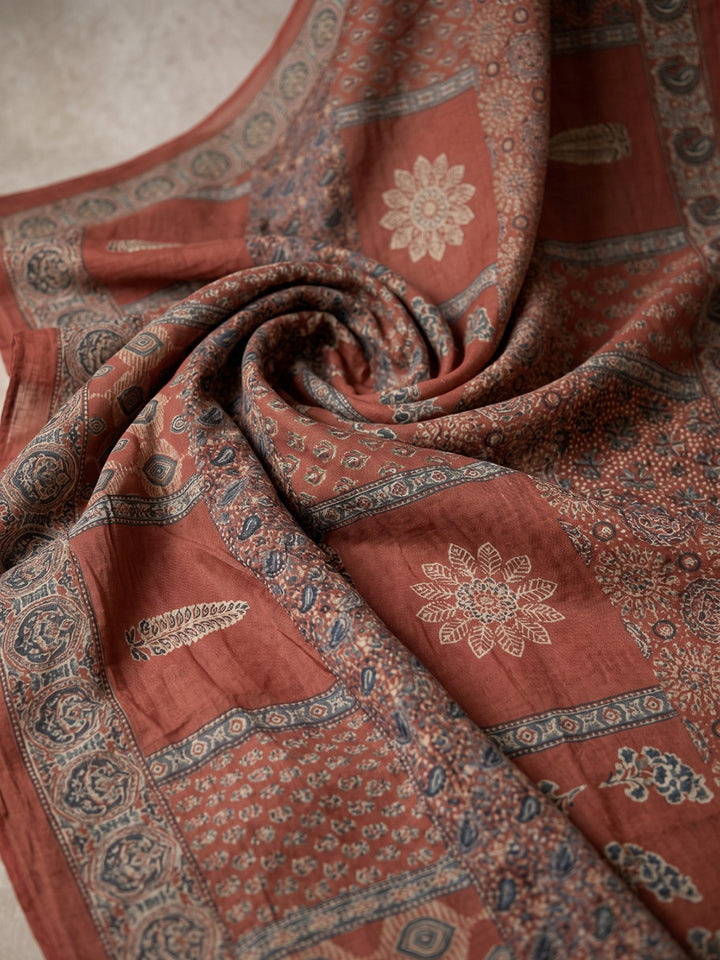 Maroon Embroidery Cotton Blend Kurta With Pant &amp; Dupatta