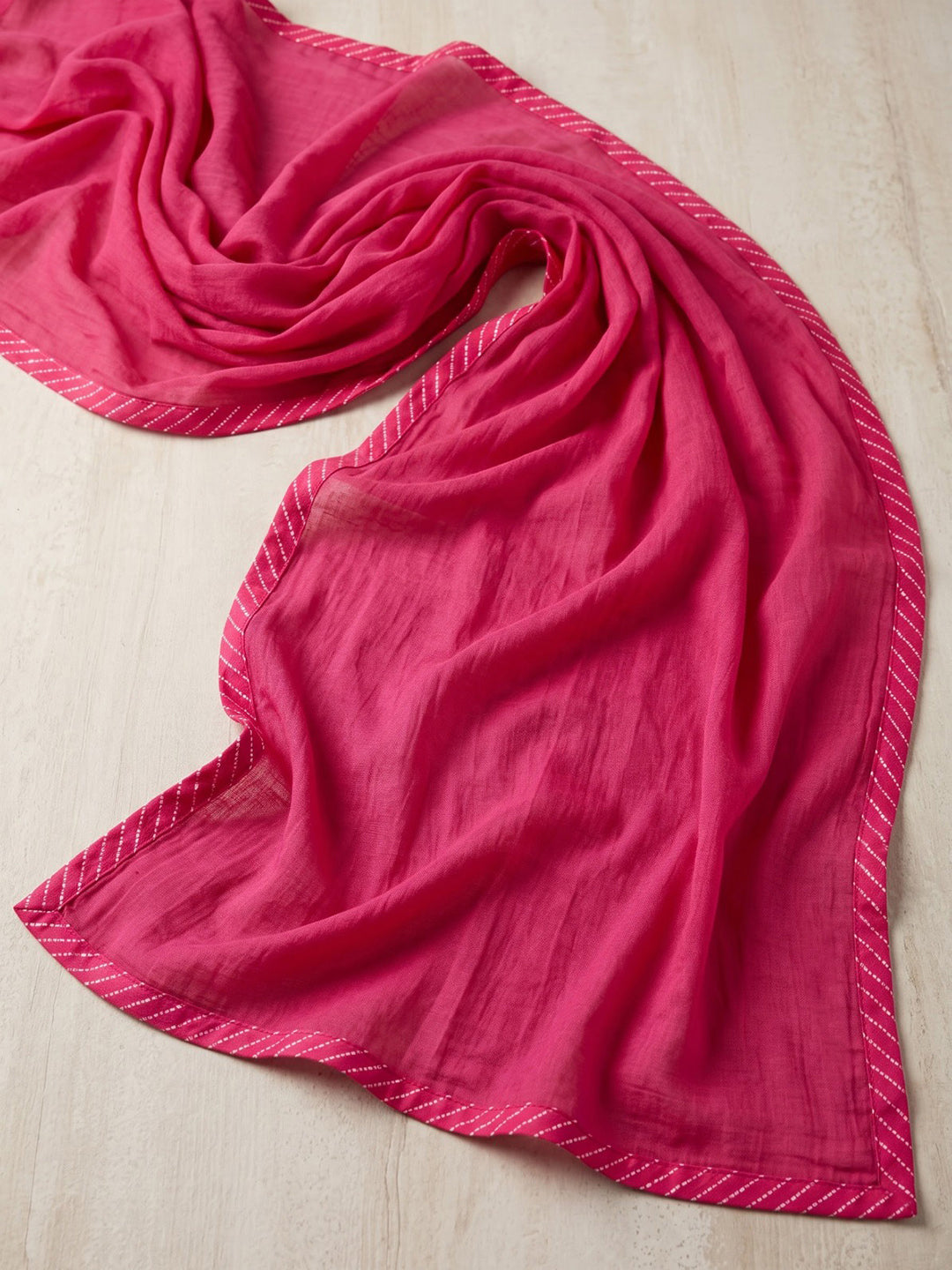 Pink Printed Cotton Blend Kurta With Pant &amp; Dupatta