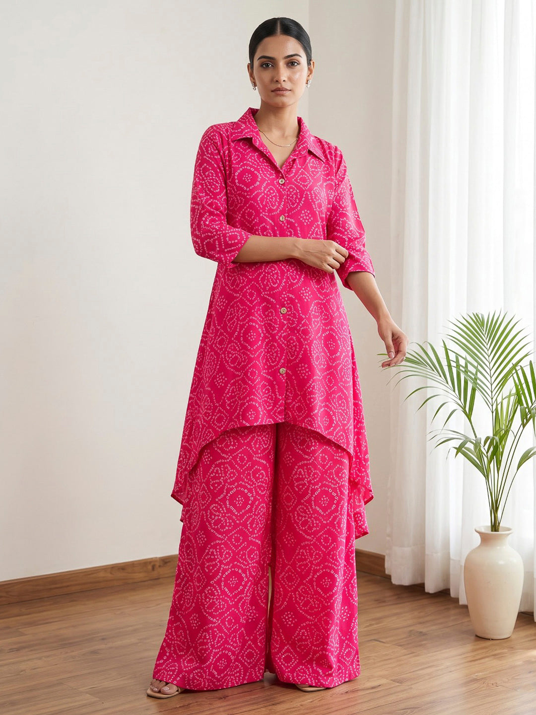 Pink Printed Georgette Kurta Set