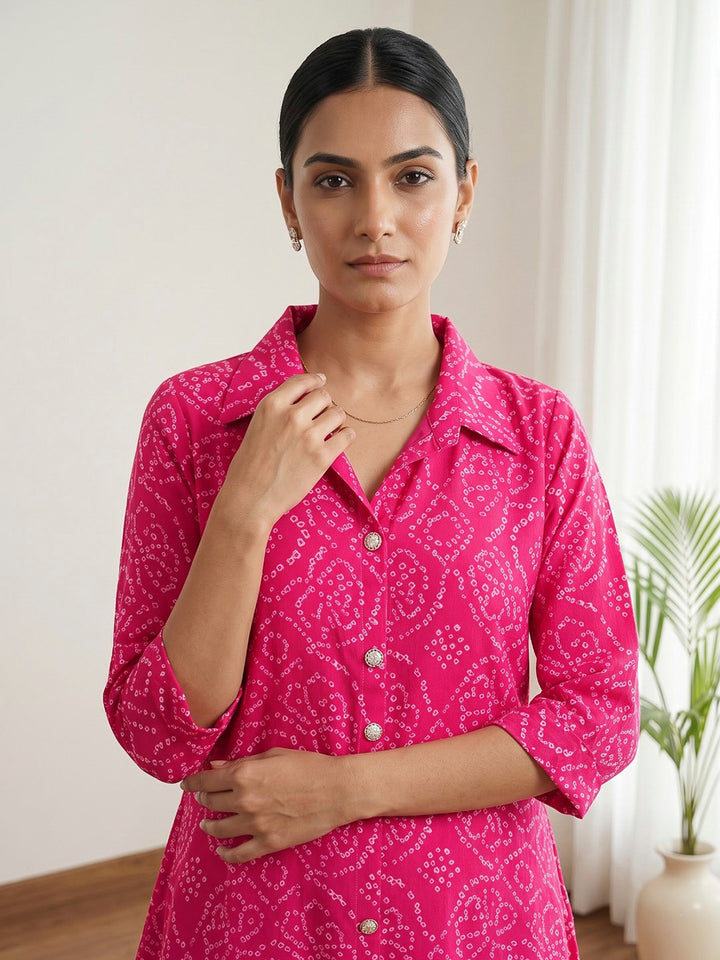 Pink Printed Georgette Kurta Set