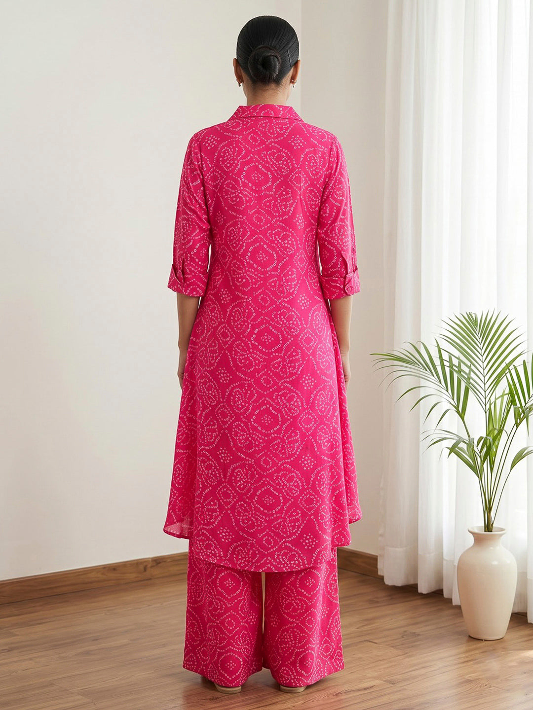 Pink Printed Georgette Kurta Set