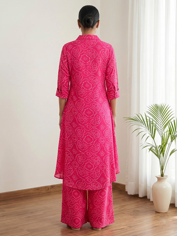 Pink Printed Georgette Kurta Set
