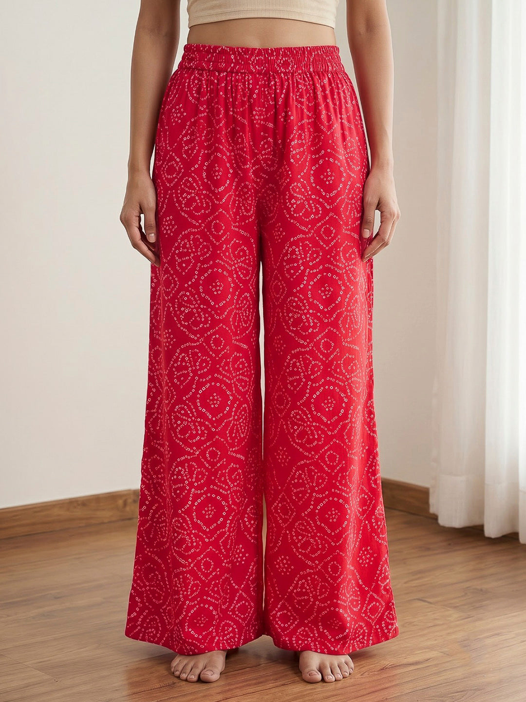 Red Printed Georgette Kurta Set