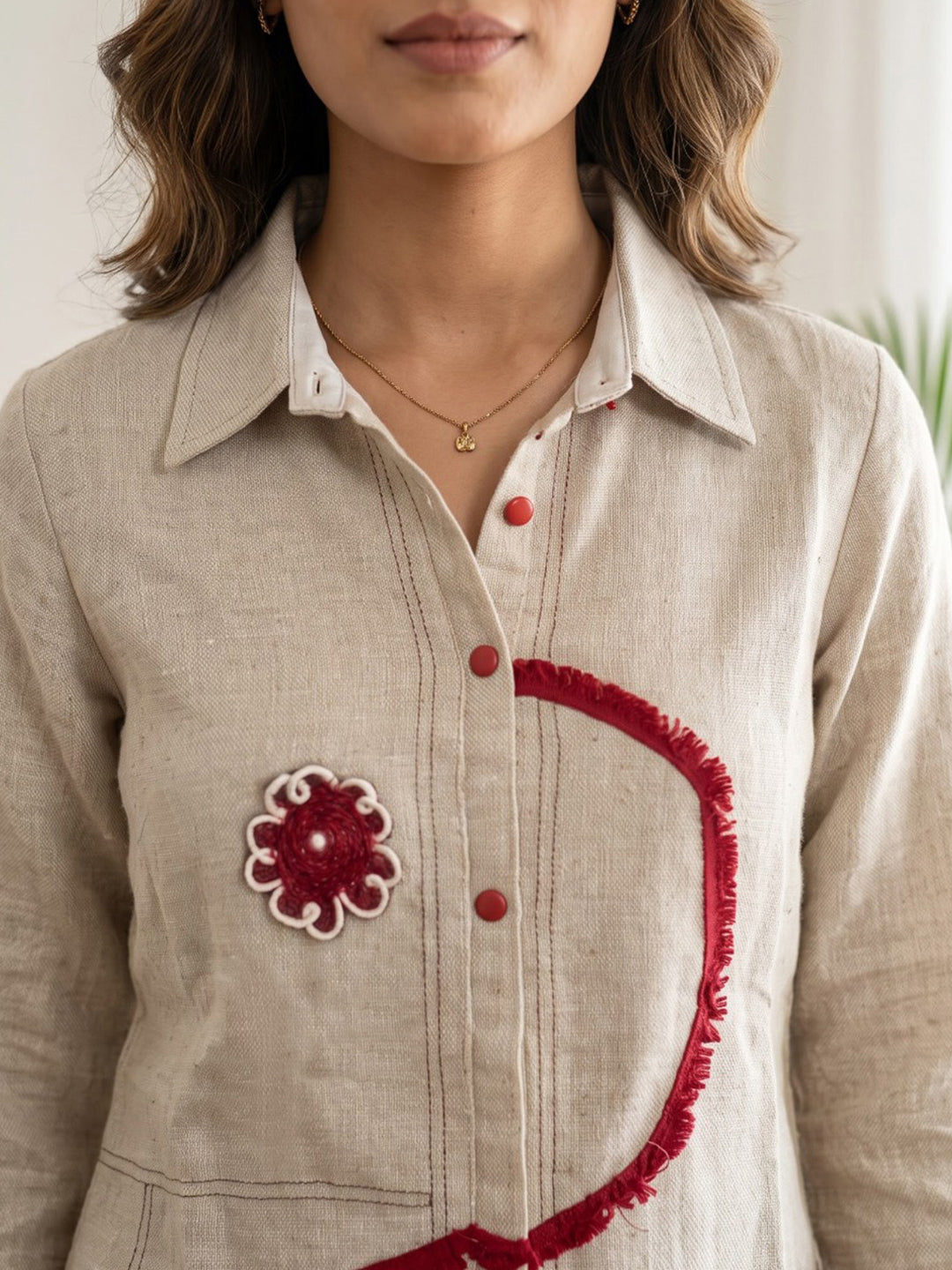 Off White Embroidered Cotton Blend Kurta Set