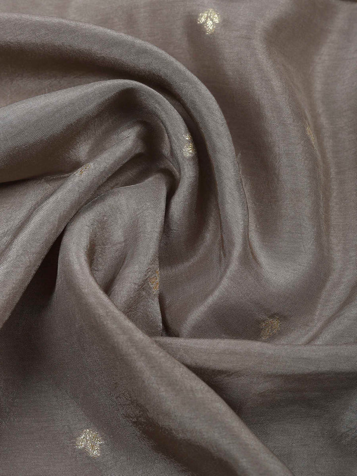 Grey Woven Design Art Silk Unstitched Dress Material