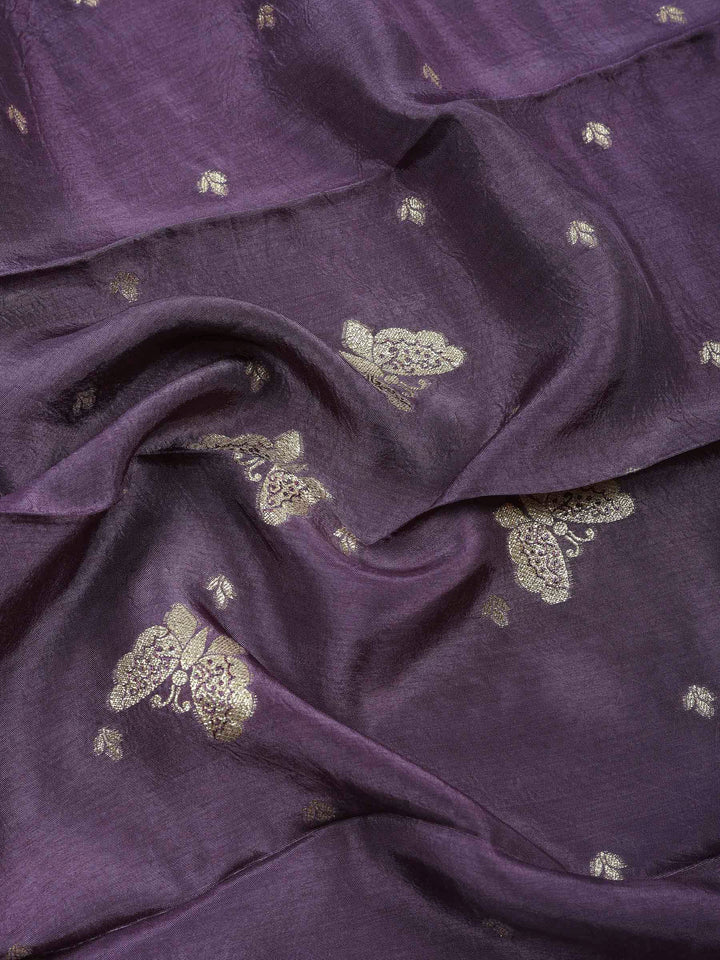 Lavender Woven Design Art Silk Unstitched Dress Material