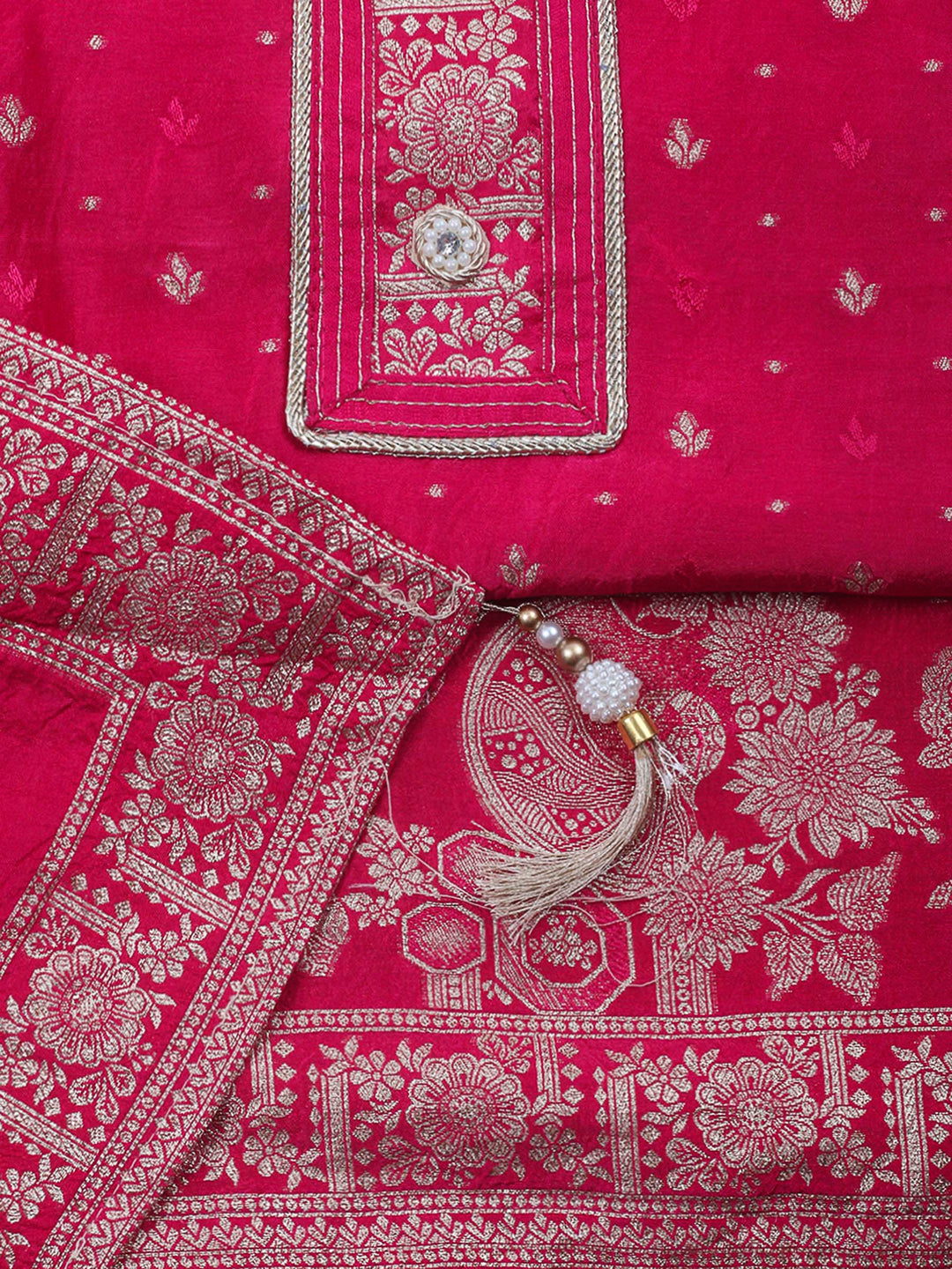 Rani Woven Design Art Silk Unstitched Dress Material