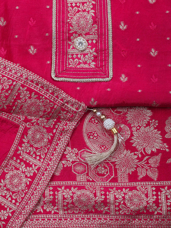 Rani Woven Design Art Silk Unstitched Dress Material