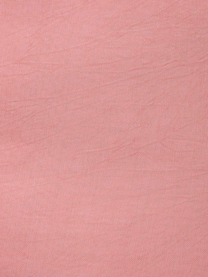 Peach Embroidered Chanderi Unstitched Suit &amp; Pant With Banarsi Dupatta