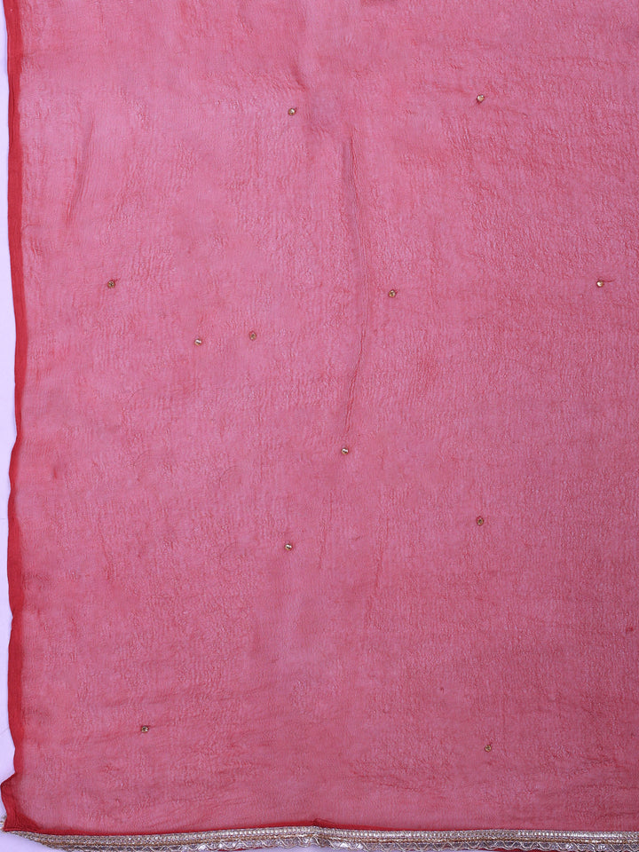 Brick Chanderi Woven Design Unstitched Dress Material