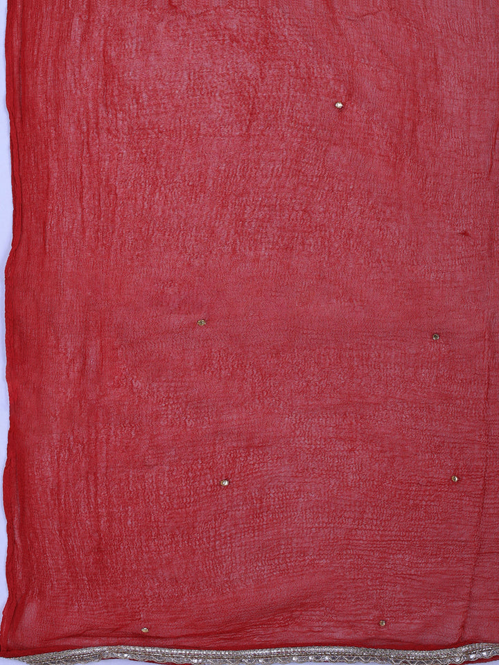 Maroon Chanderi Woven Design Unstitched Dress Material