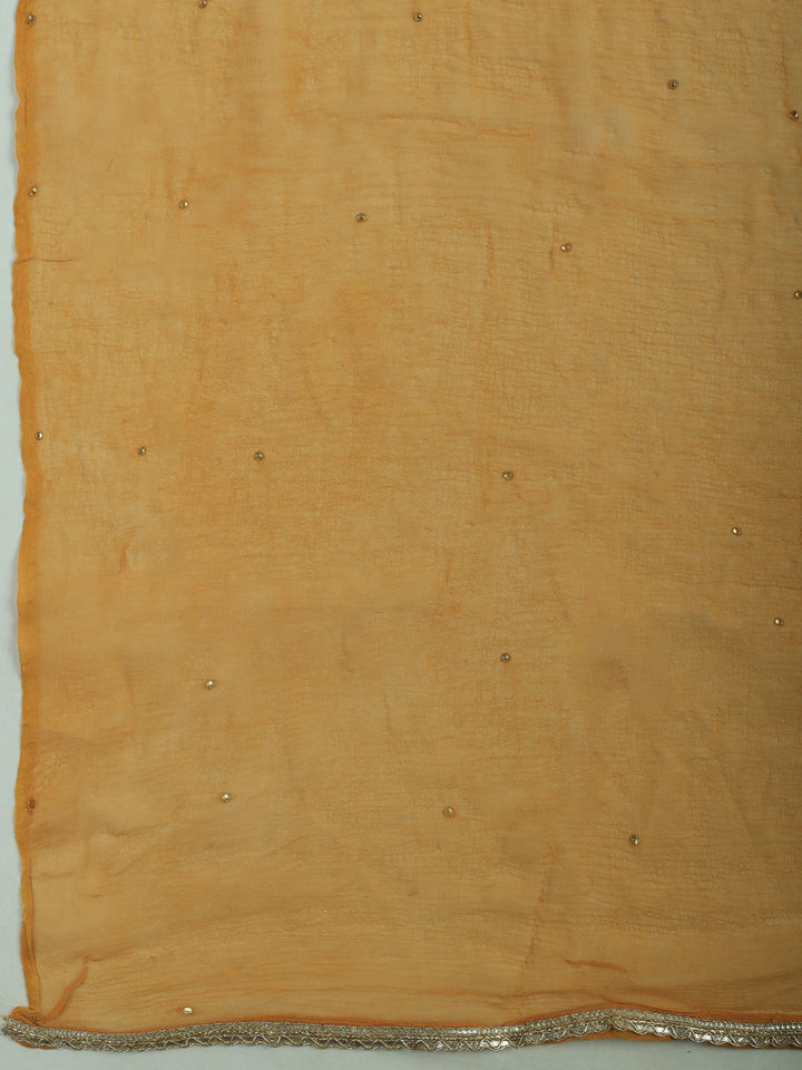 Mustard Chanderi Woven Design Unstitched Dress Material