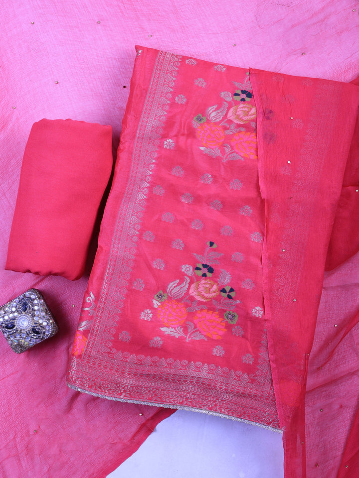 Rani Chanderi Woven Design Unstitched Dress Material