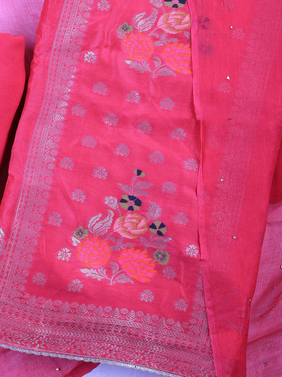 Rani Chanderi Woven Design Unstitched Dress Material