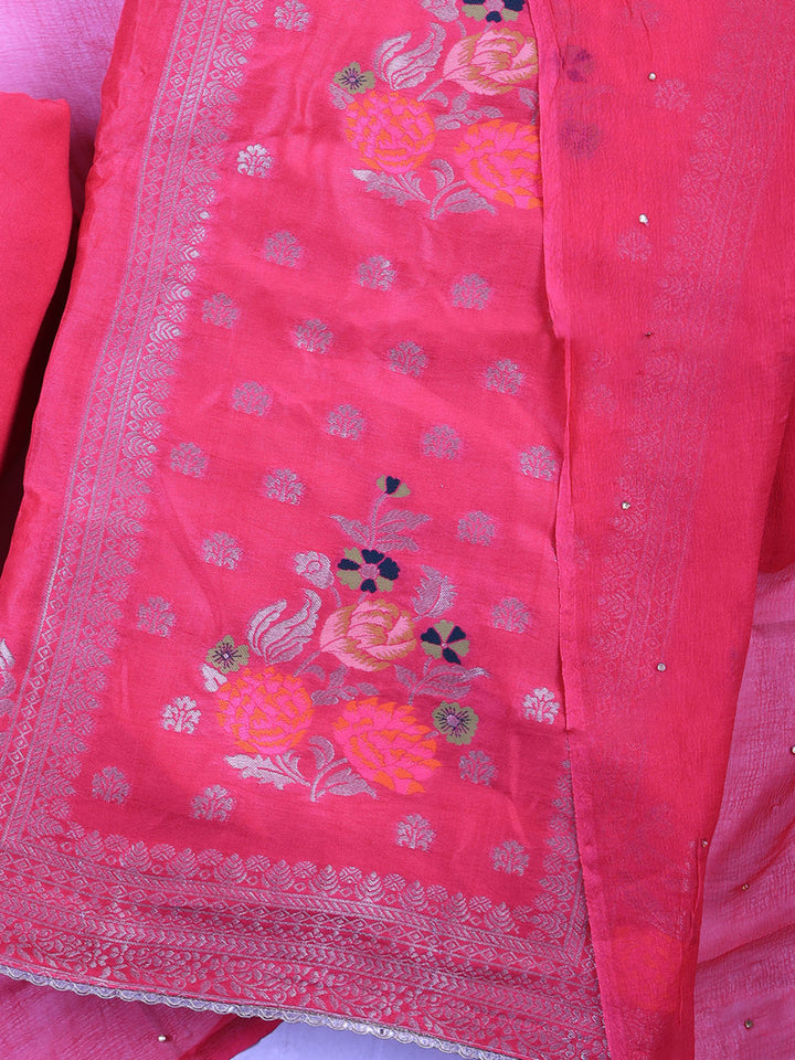Rani Chanderi Woven Design Unstitched Dress Material