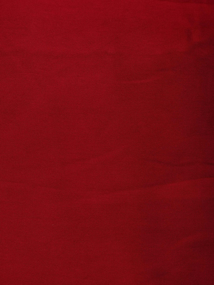 Red Chanderi Woven Design Unstitched Dress Material