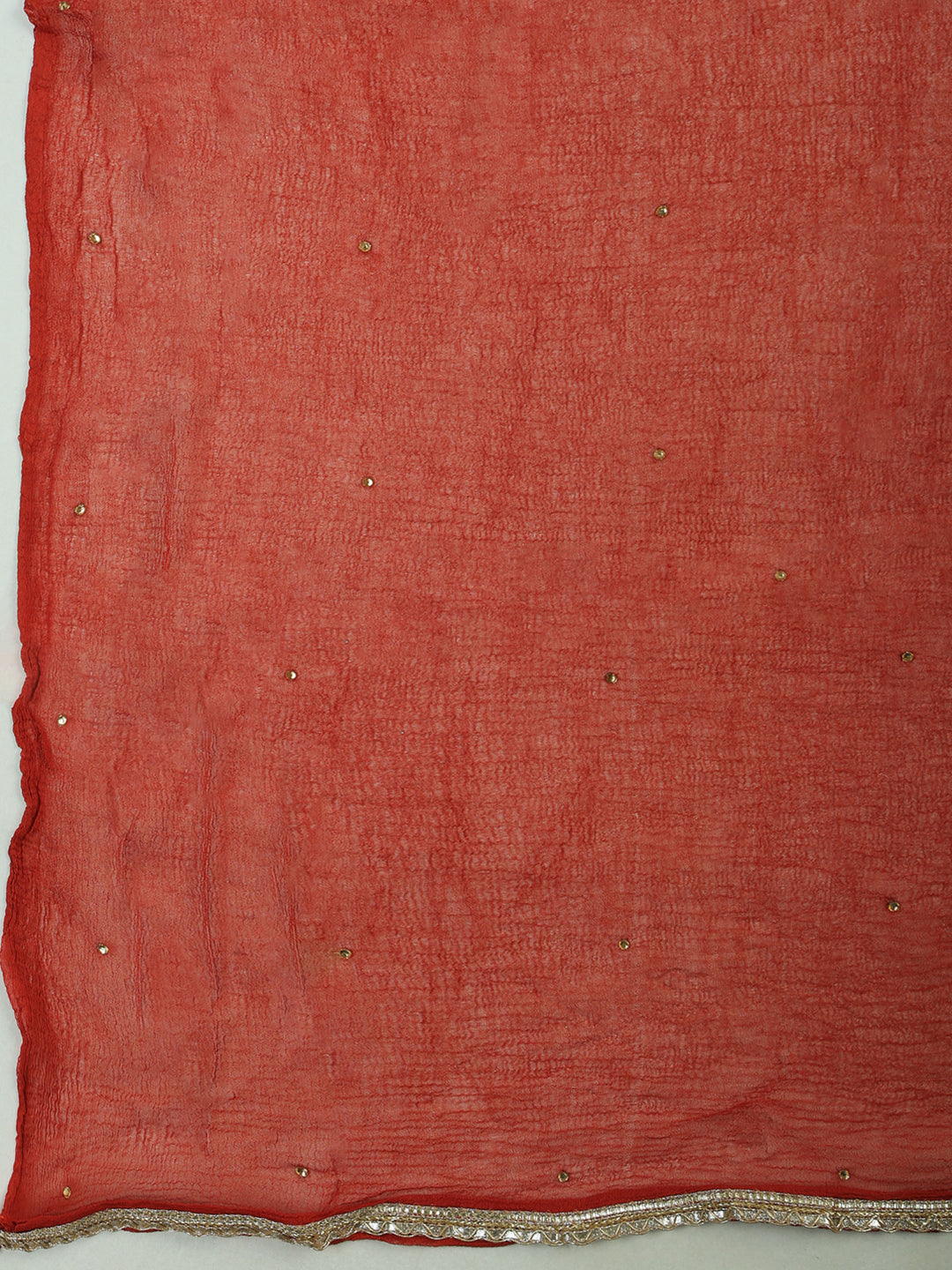 Rust Chanderi Woven Design Unstitched Dress Material