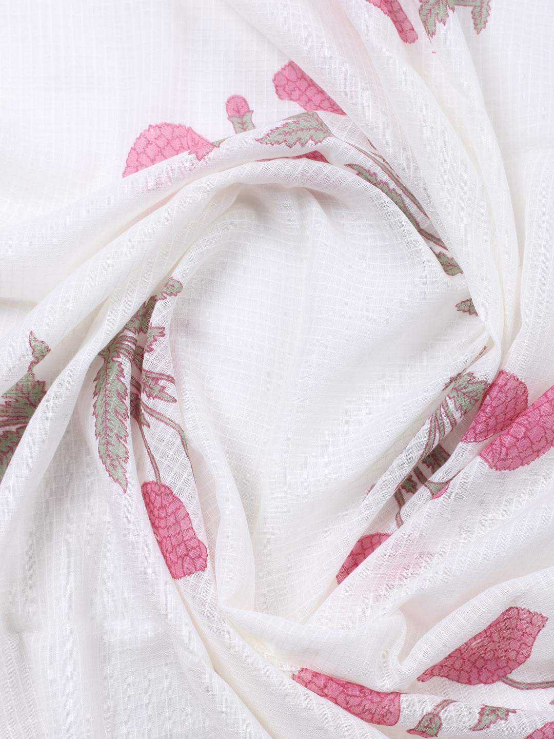 Pink Embroidered Cotton Blend Unstitched Suit &amp; Pant With Cotton Dupatta
