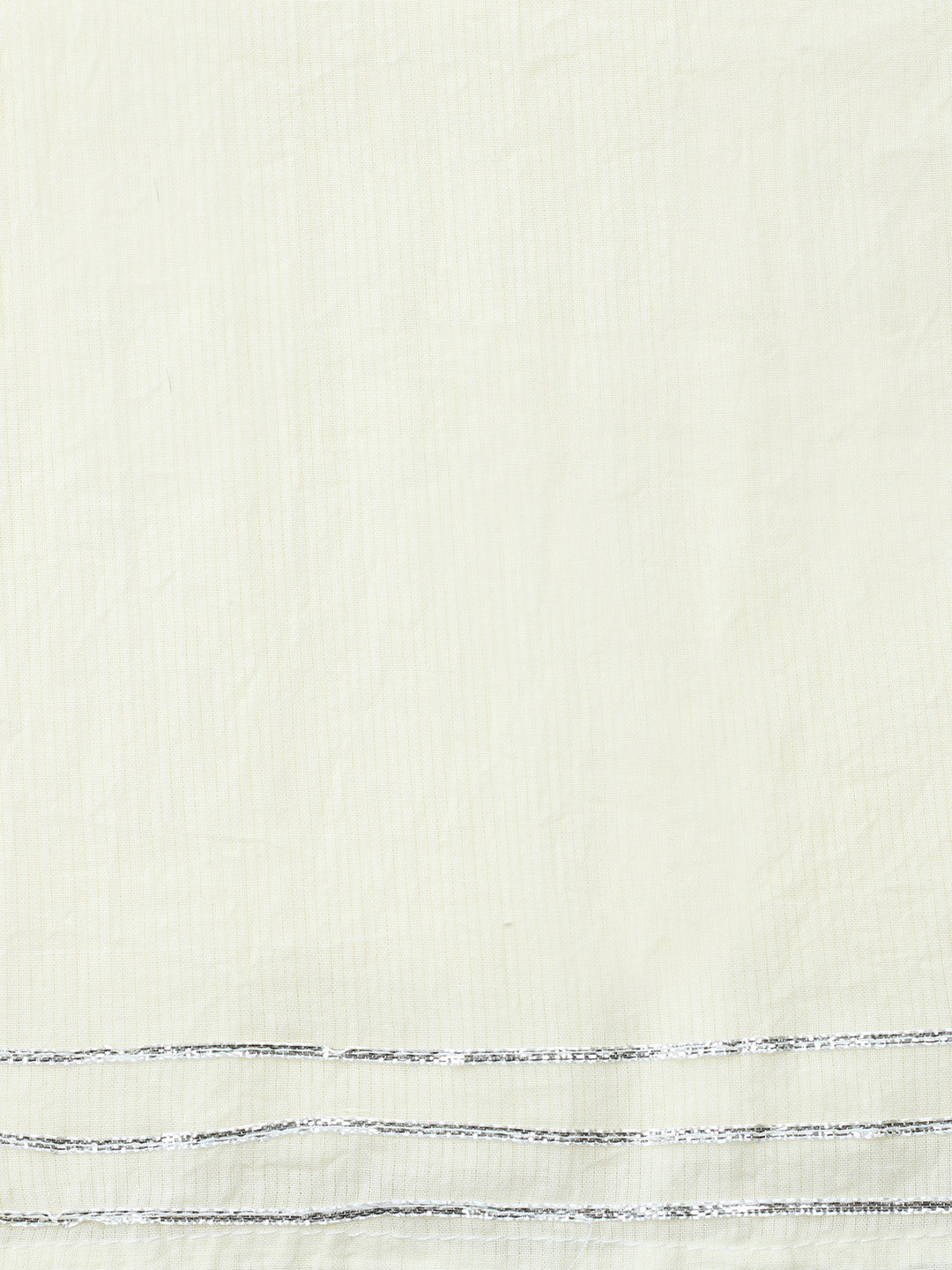 Cream Embroidered Cotton Blend Unstitched Suit &amp; Pant With Cotton Dupatta