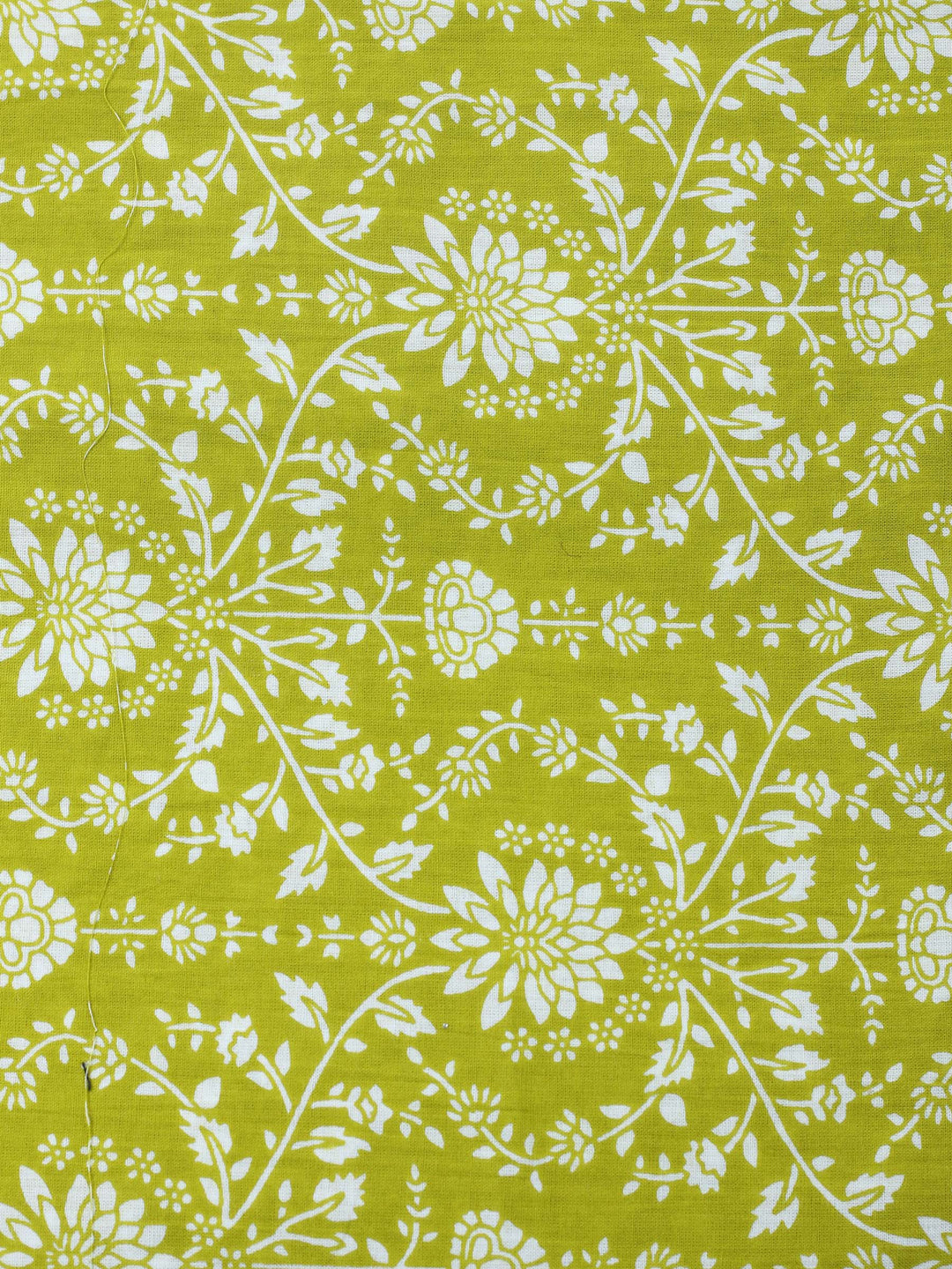 Pista Green Printed Cotton Blend Unstitched Suit &amp; Pant With Cotton Dupatta