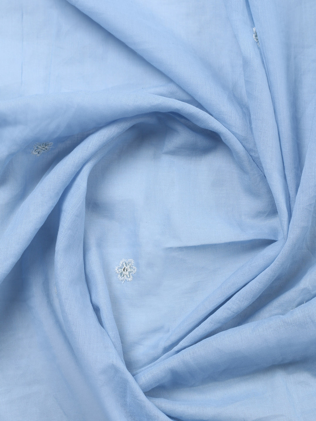 Blue Embroidered Cotton Blend Unstitched Suit &amp; Pant With Cotton Dupatta