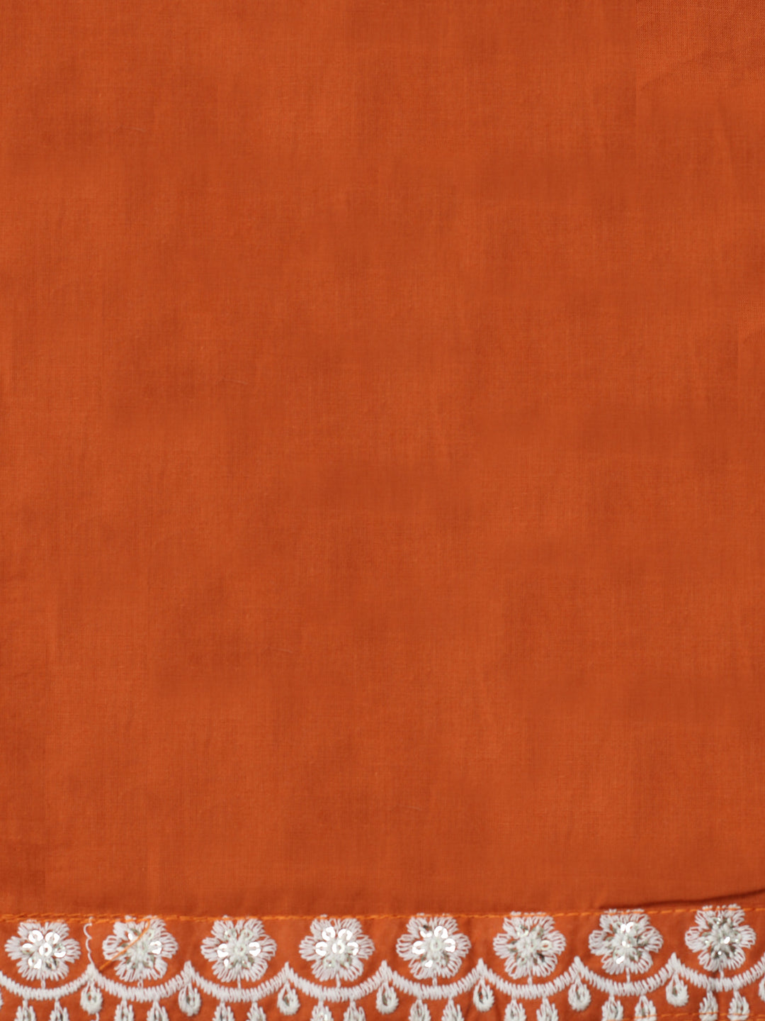 Rust Embroidered Cotton Blend Unstitched Suit &amp; Pant With Cotton Dupatta