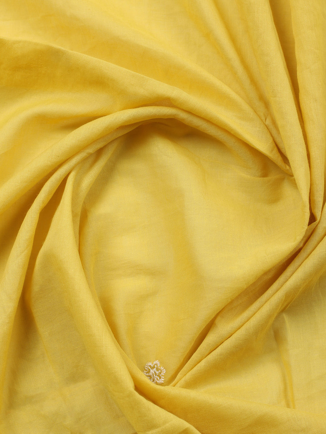 Yellow Embroidered Cotton Blend Unstitched Suit &amp; Pant With Cotton Dupatta