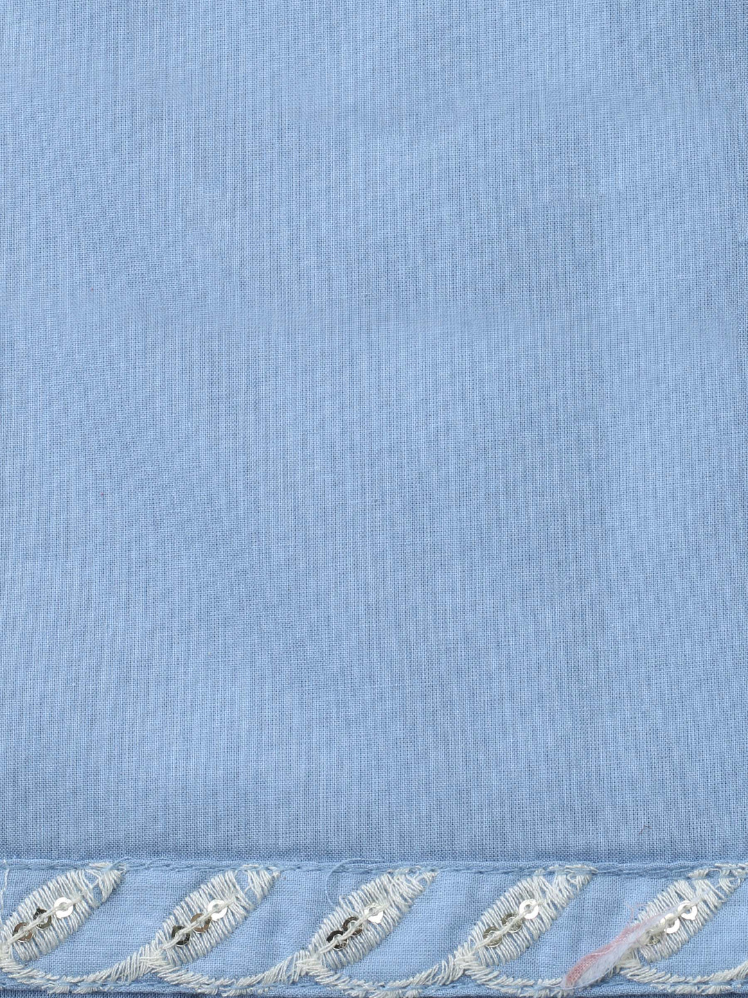 Blue Embroidered Cotton Blend Unstitched Suit &amp; Pant With Cotton Dupatta