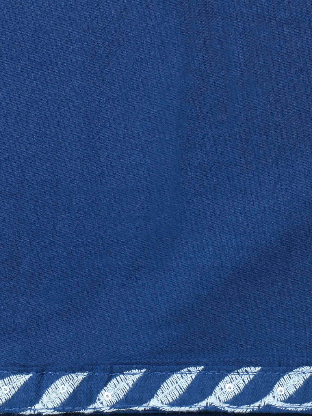 Navy Blue Embroidered Cotton Blend Unstitched Suit &amp; Pant With Cotton Dupatta