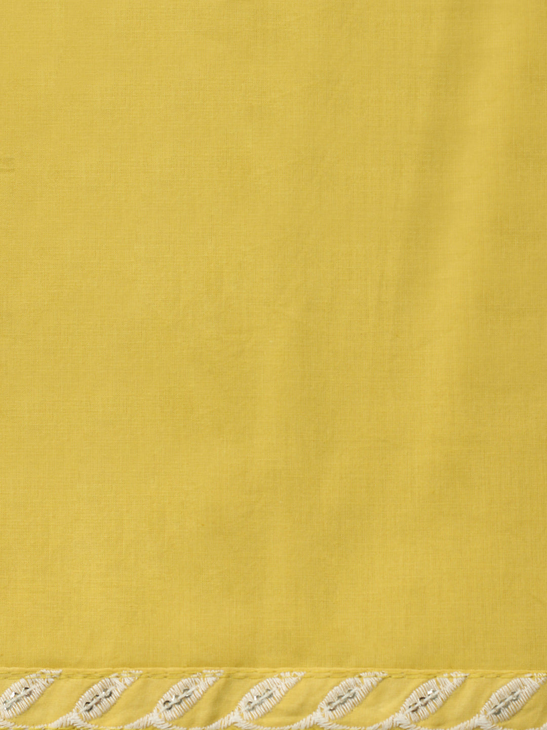 Yellow Embroidered Cotton Blend Unstitched Suit &amp; Pant With Cotton Dupatta