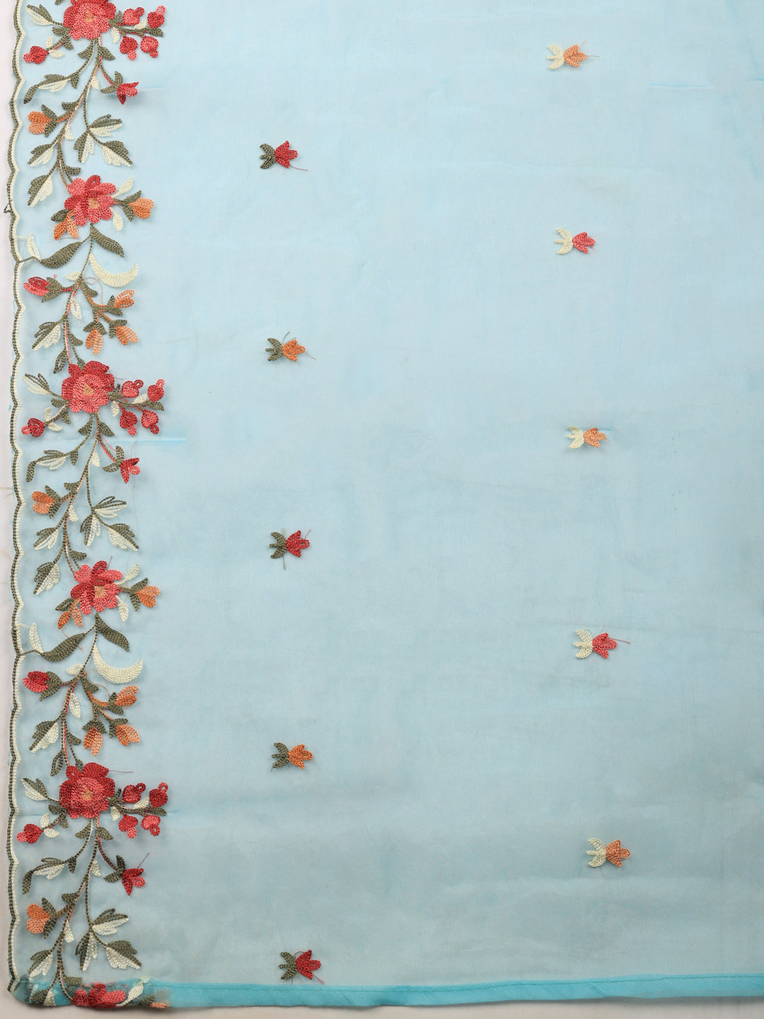 Firozee Embroidered Chanderi Unstitched Suit &amp; Pant With Chanderi Dupatta